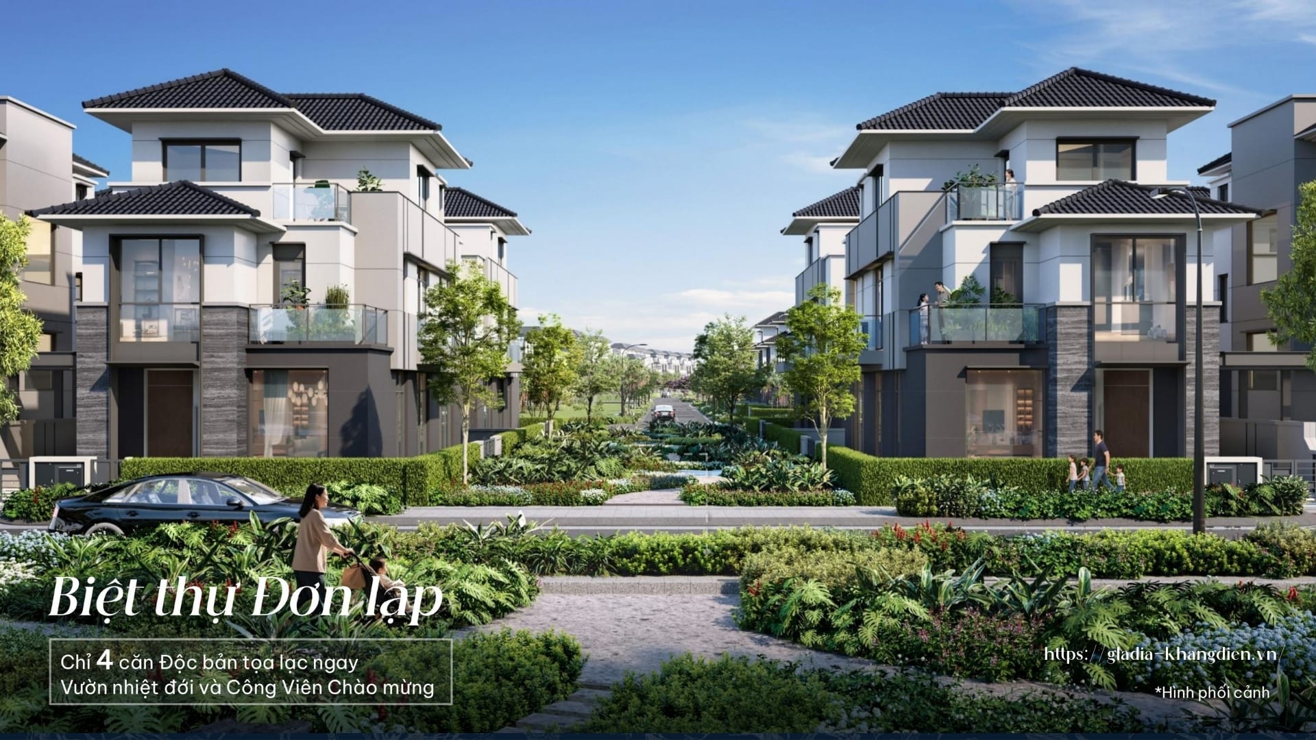 Một góc nhìn khác về phối cảnh thiết kế của Biệt thự Đơn lập Gladia.